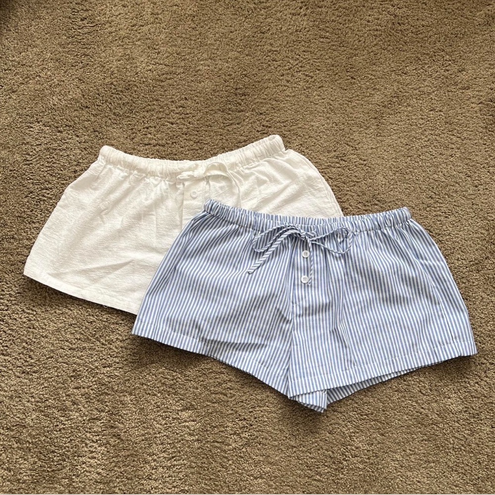 SHEIN Blue and White Striped Women's Shorts